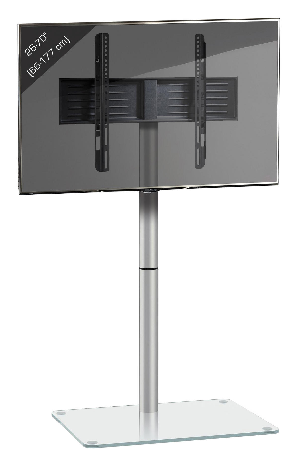 TV-RACK - Klar/Alufarben, Basics, Glas/Metall (60/100/45cm) - MID.YOU