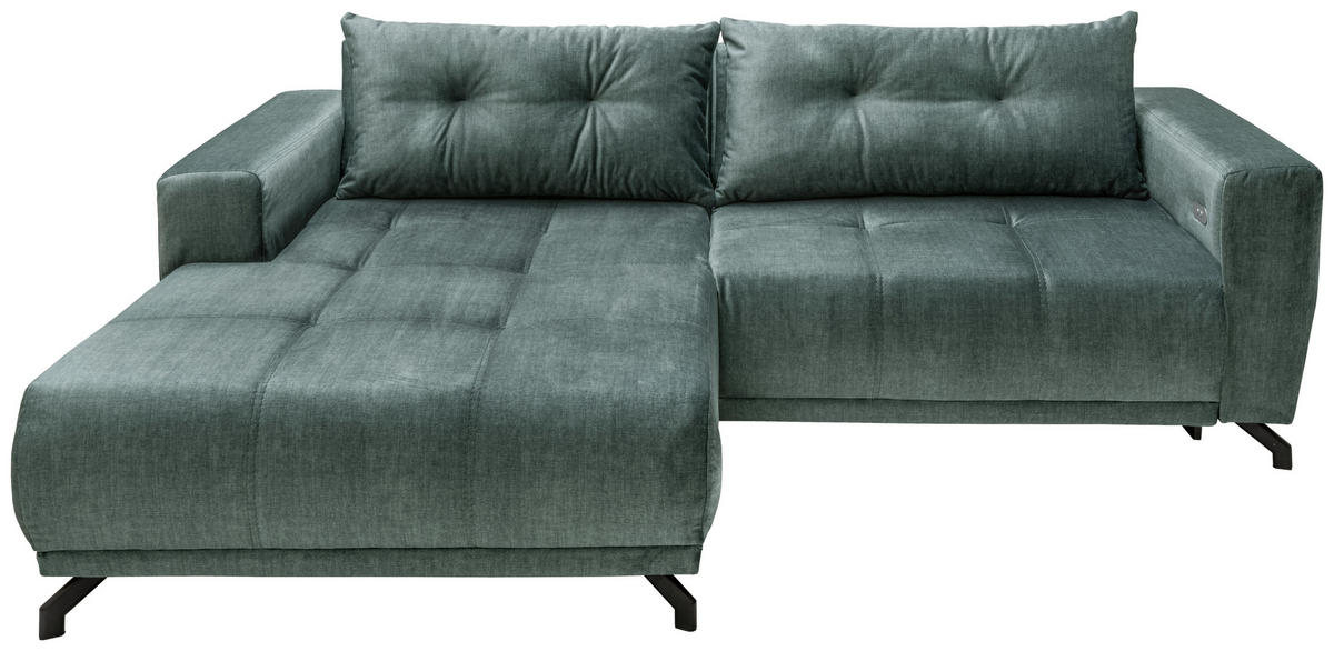 ECKSOFA in Velours Blau  177/246 cm  - Blau/Schwarz, MODERN, Textil/Metall (177/246cm) - MID.YOU