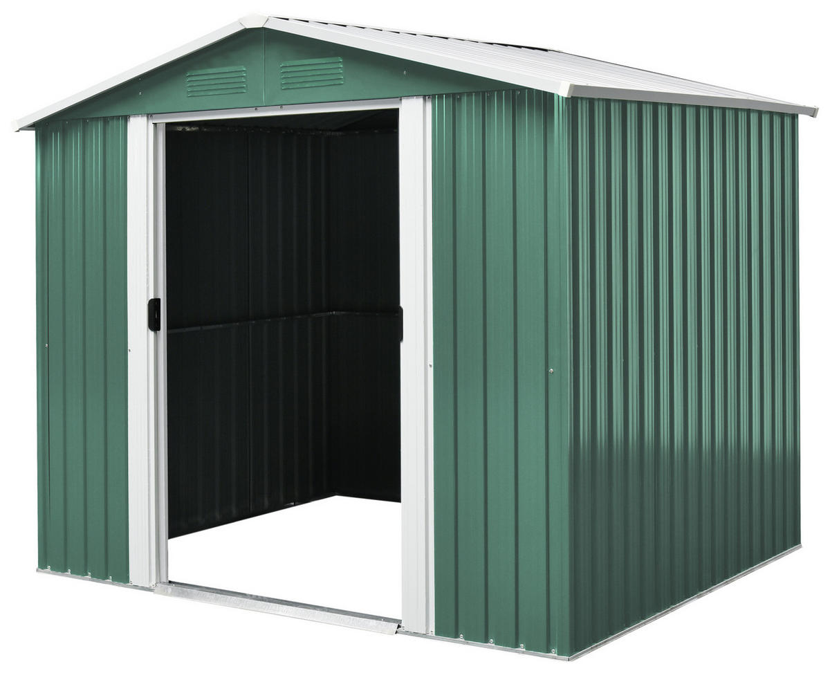 GERÄTEHAUS 236/190/174 cm  - Weiß/Grün, Basics, Metall (236/190/174cm)