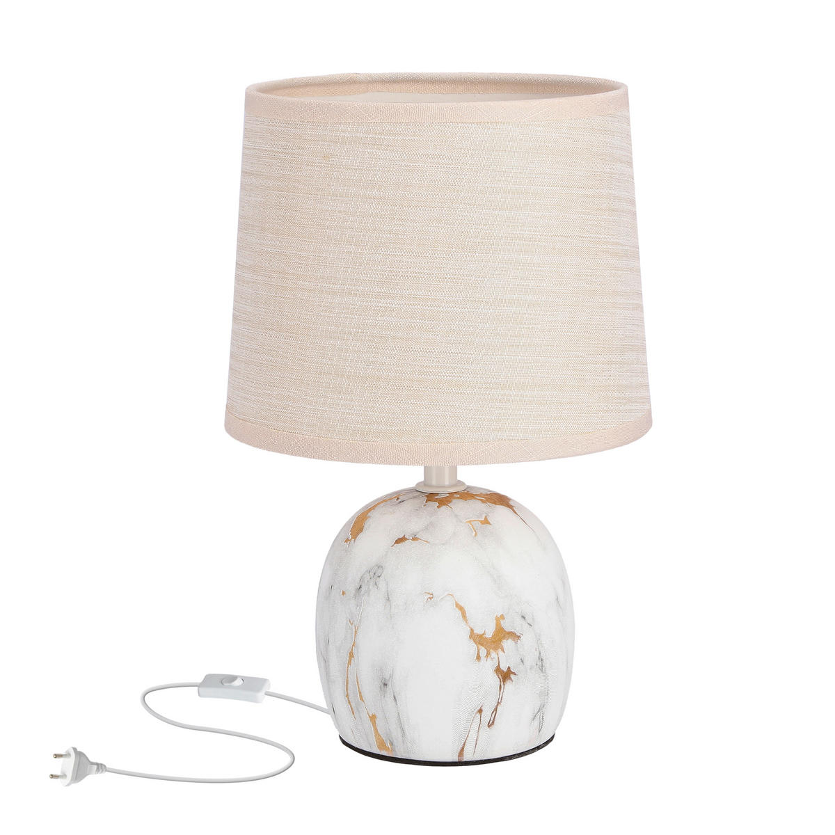 BORDSLAMPA Adelina 16/16/25 cm   - beige/guldfärgad, Klassisk, metall/textil (16/16/25cm)