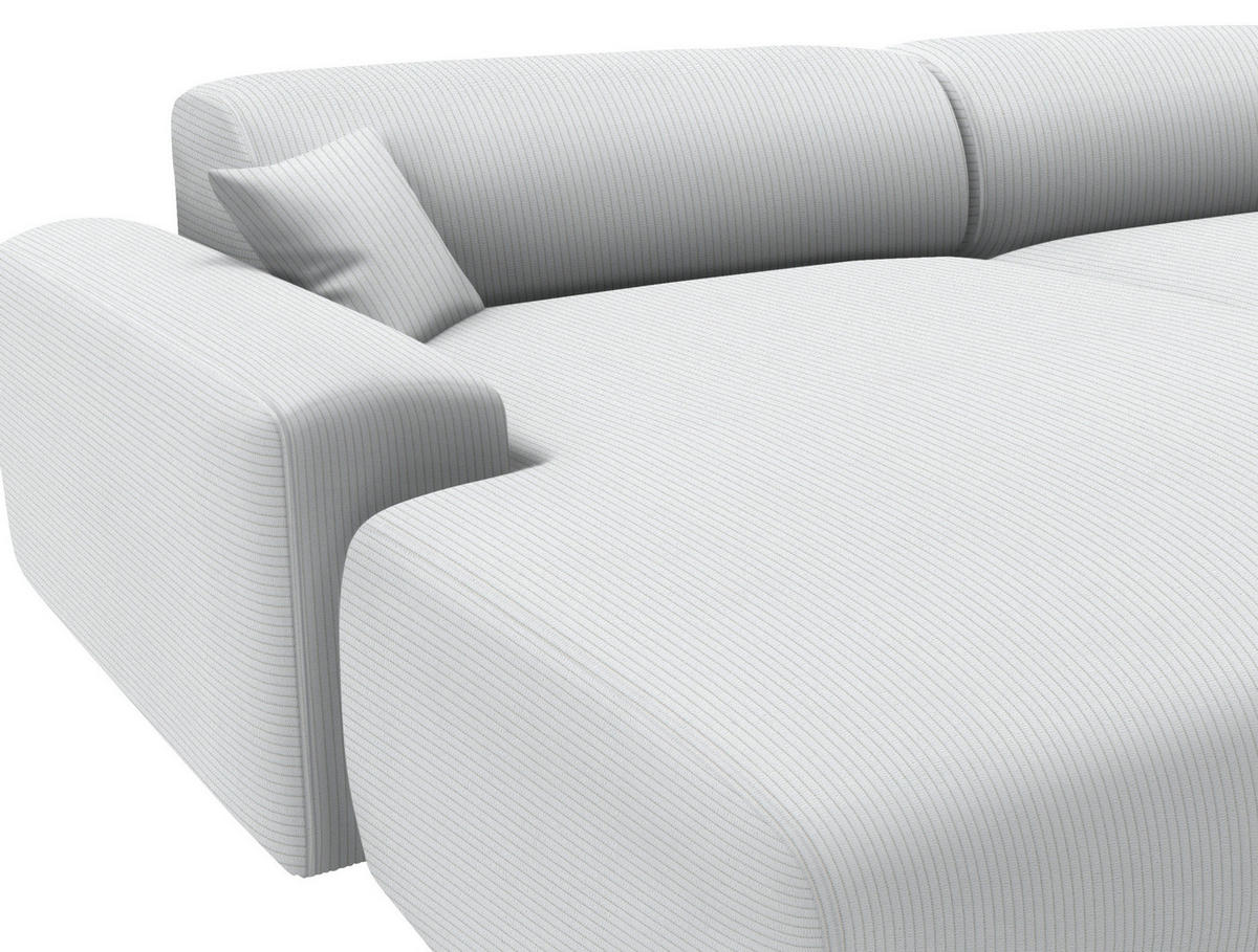 ECKSOFA in Velours, Feincord Silberfarben  178/292 cm  - Silberfarben/Schwarz, Design, Kunststoff/Textil (178/292cm) - home24