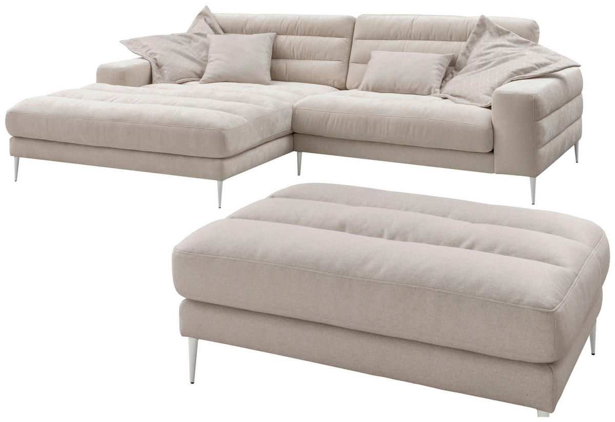 ECKSOFA  in Chenille Naturfarben  207/293 cm  - Naturfarben, Design, Textil/Metall (207/293cm) - Dieter Knoll
