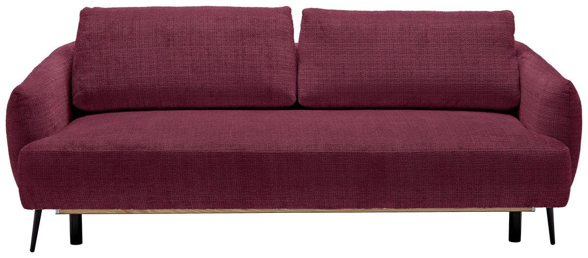 BÄDDSOFFA i chenille bordeaux  - bordeaux/svart, Klassisk, metall/textil (228/75/98cm) - MID.YOU