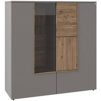 HIGHBOARD  127,9/132/42,9 cm  - Wildeiche/Grau, Design, Glas/Holz (127,9/132/42,9cm) - Voglauer