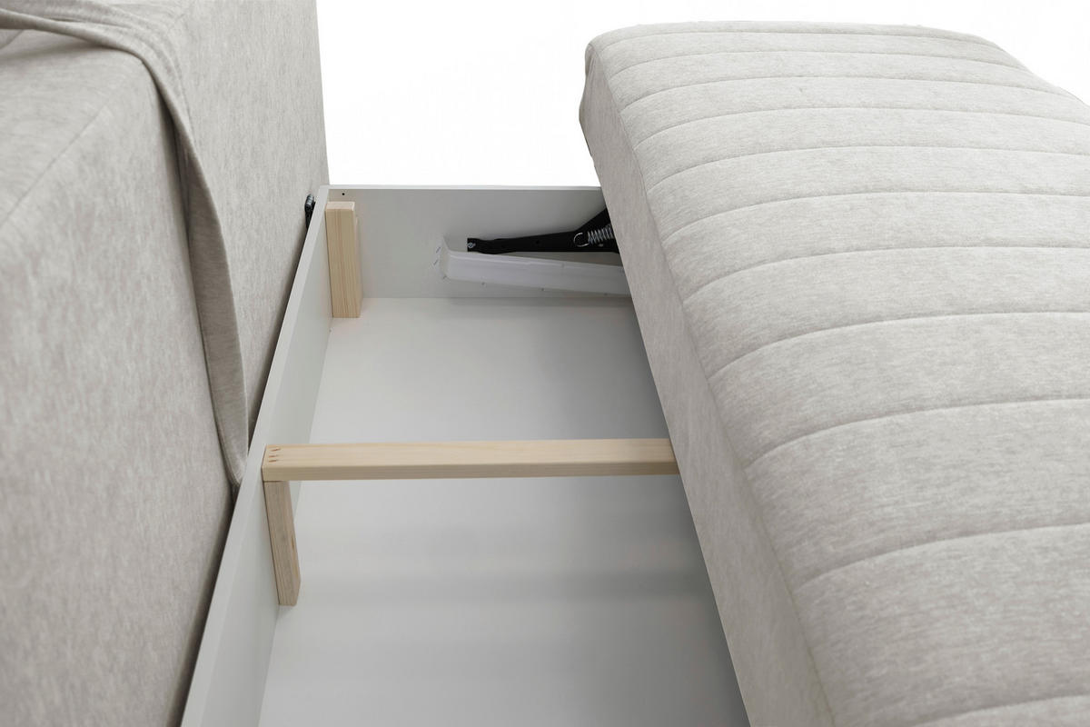 SCHLAFSOFA  mit Liegefunktion Flachgewebe Weiß  - Schwarz/Weiß, Basics, Textil/Metall (202/98/78cm) - Livetastic
