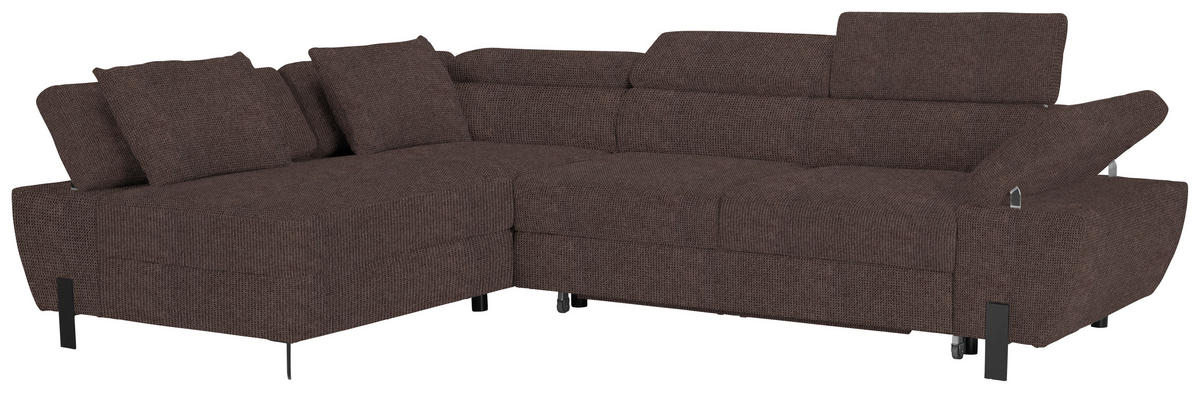 HÖRNSOFFA i vävt tyg mörkbrun  - svart/mörkbrun, Modern, metall/textil (93/90/277cm) - MID.YOU