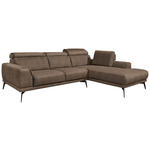 ECKSOFA in Mikrofaser Hellbraun  - Hellbraun/Schwarz, KONVENTIONELL, Textil/Metall (273/207cm) - Carryhome