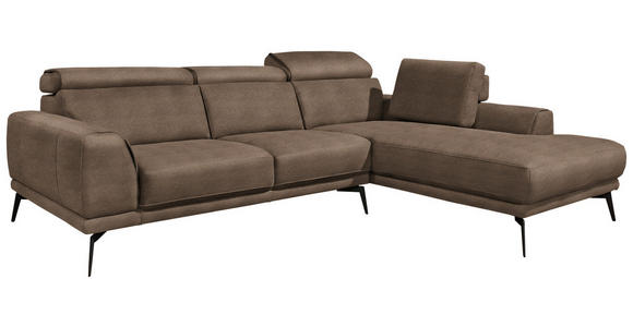 ECKSOFA in Mikrofaser Hellbraun  - Hellbraun/Schwarz, KONVENTIONELL, Textil/Metall (273/207cm) - Carryhome