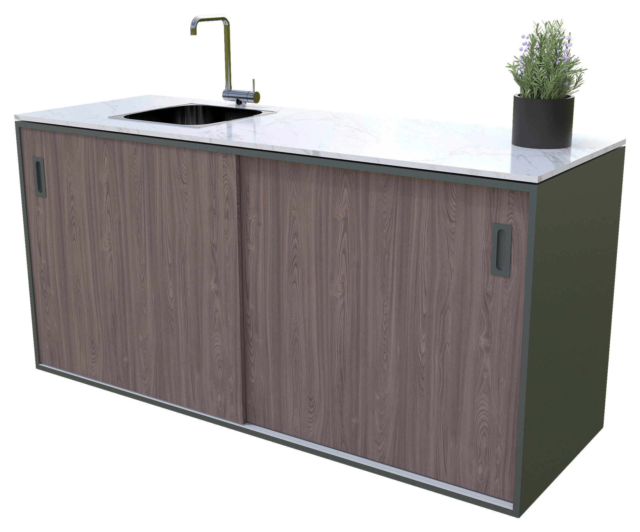 UTEKÖK   180/92/63 cm  - valnötsfärgad/antracit, Basics, metall/sten (180/92/63cm) - Gardenson