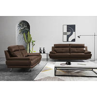 3-SITZER-SOFA Echtleder Braun  - Chromfarben/Braun, Design, Leder/Metall (225/92/99cm) - Livetastic