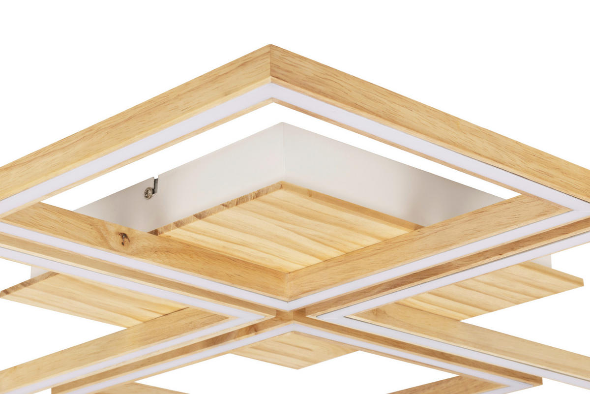 STROPNÍ LED SVÍTIDLO, 75,5/75,5/5 cm - bílá, Lifestyle, kov/dřevo (75,5/75,5/5cm) - Novel