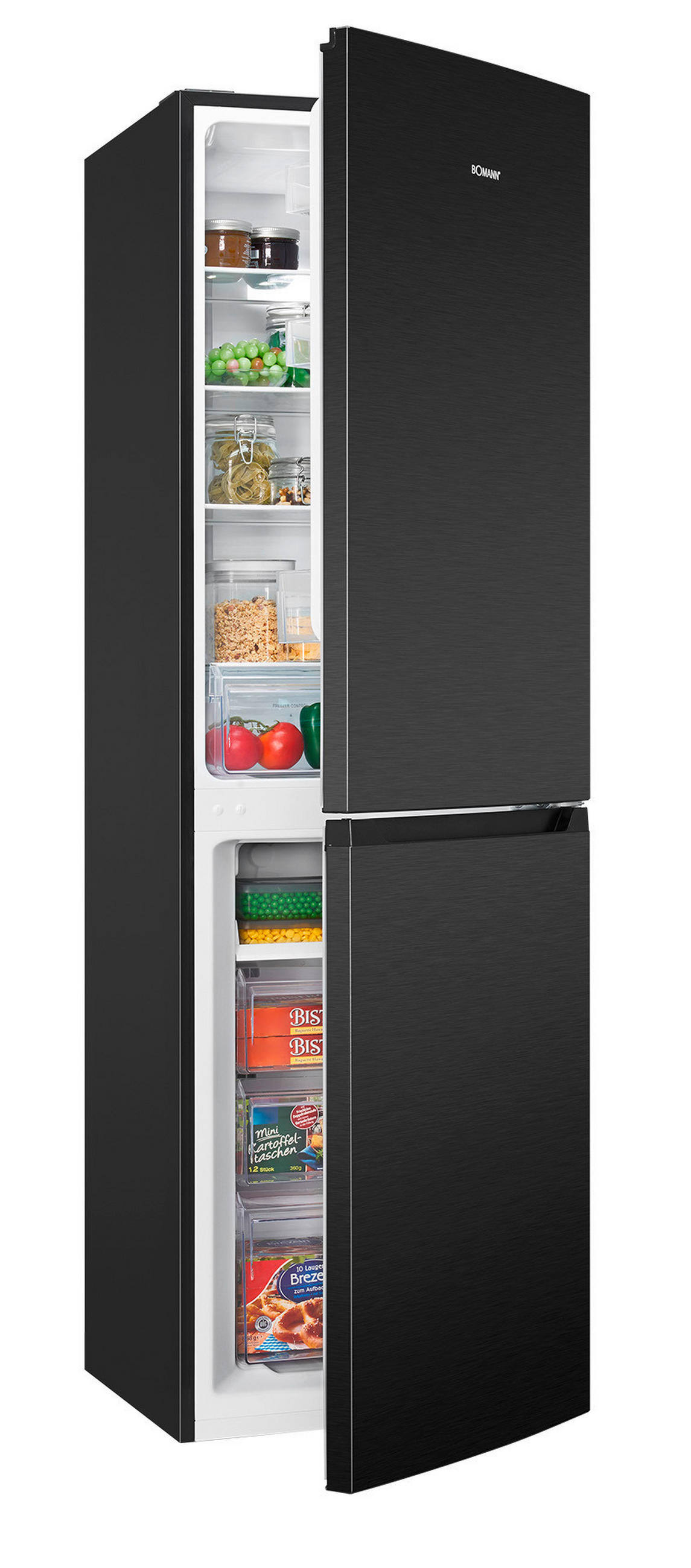 KÜHL-GEFRIER-KOMBINATION 54/181/60 cm KG7360SIX  - Schwarz, Basics, Glas/Kunststoff (54/181/60cm) - Bomann