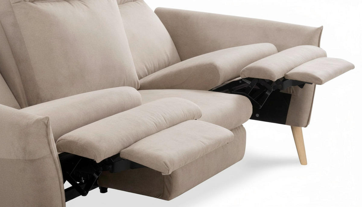 3-SITZER-SOFA  in Mikrofaser Beige Skandinavisch, Modern  - Beige/Buchefarben, Design, Holz/Textil (202/110/92cm) - Livetastic