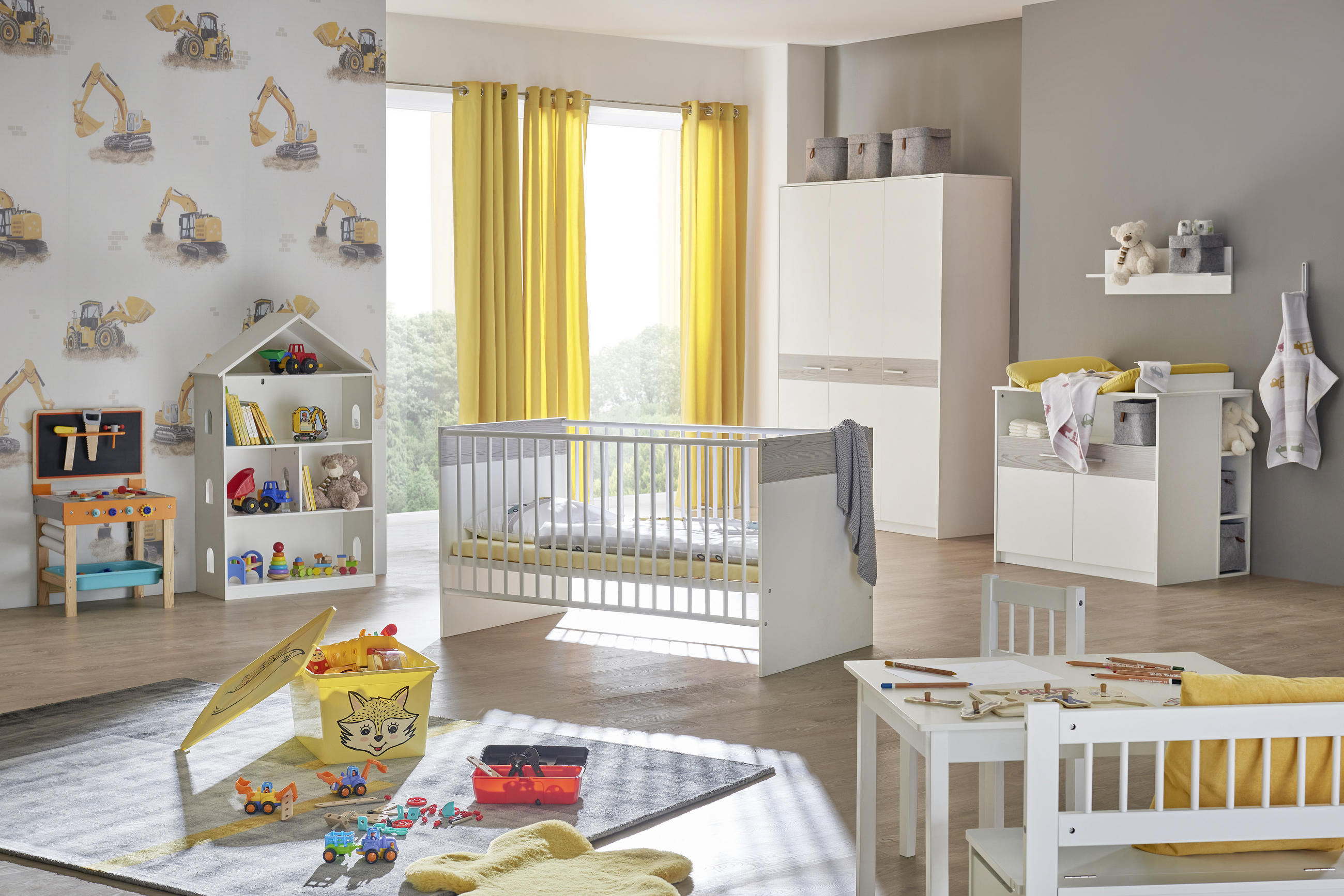 POSTIEĽKA S PRIEČKAMI 140 cmx70 cm - biela/farby pínie, Basics, drevo/kompozitné drevo (143/77/80cm) - My Baby Lou