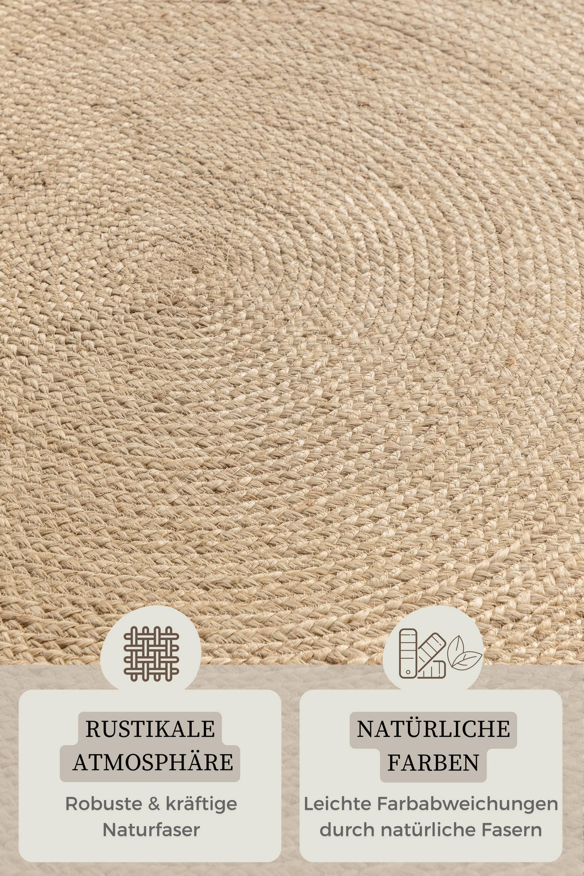JUTETEPPICH 140 cm Jute Braided Champagner  - Champagner, Design, Textil (140cm)