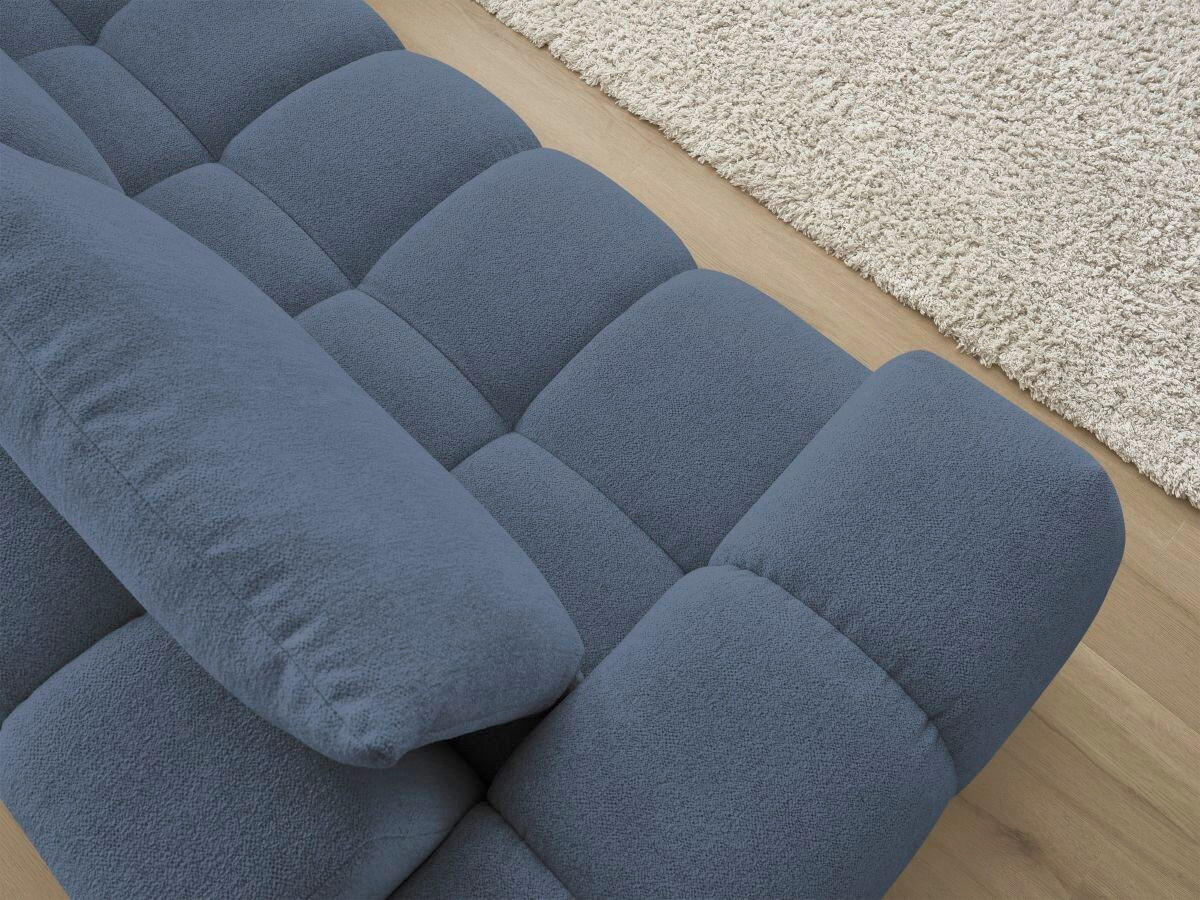 ECKSOFA Ottomane rechts  EVEREST Dunkelblau Flachgewebe  - Schwarz/Dunkelblau, MODERN, Kunststoff/Textil (352/210cm) - Livetastic