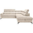 ECKSOFA in Struktur Beige  - Beige/Schwarz, MODERN, Textil/Metall (254/212cm) - Carryhome