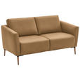 2-SITZER-SOFA  in Echtleder Honig   - Eichefarben/Beige, Natur, Leder/Holz (182/86/87cm) - Valnatura