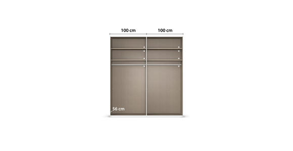 SCHWEBETÜRENSCHRANK 201/236/68 cm 2-türig Weiß  - Alufarben/Weiß, Basics, Glas/Holzwerkstoff (201/236/68cm) - Novel