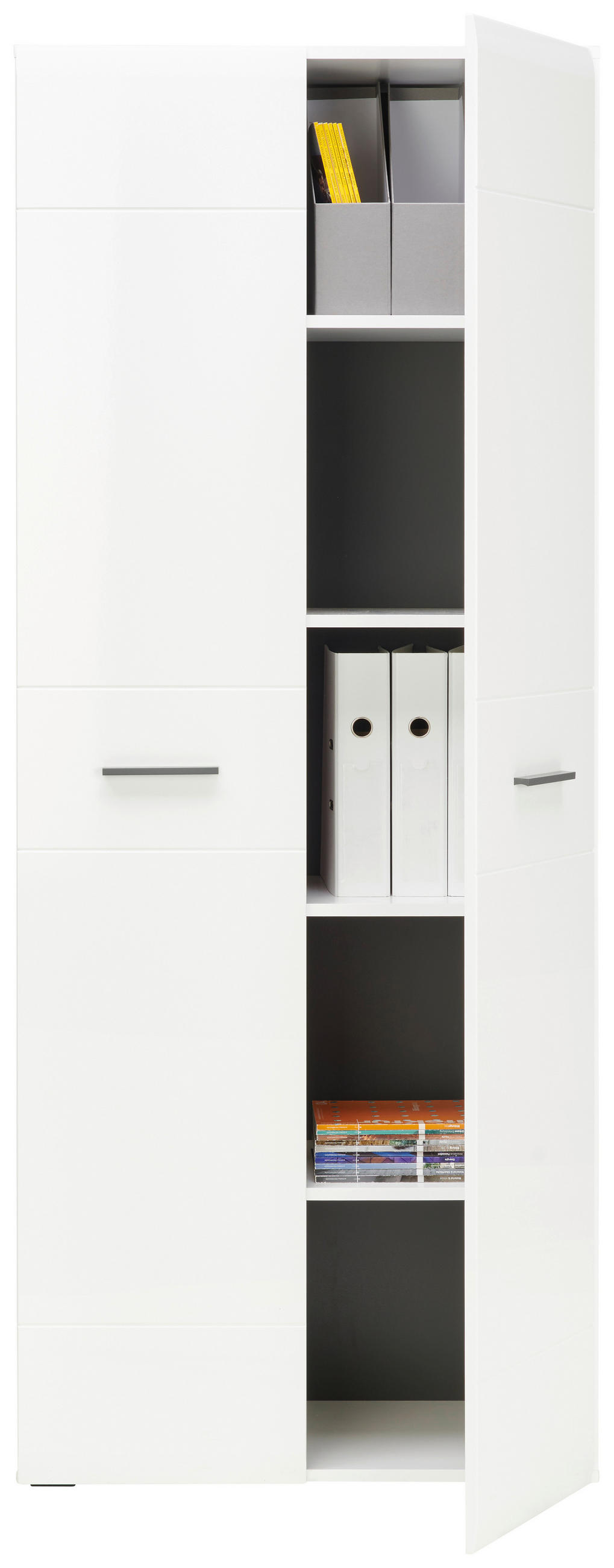 SKRINKA NA DOKUMENTY, antracitová, biela, biela s vysokým leskom, 75/185,6/41,6 cm - biela/biela s vysokým leskom, Basics, kompozitné drevo (75/185,6/41,6cm) - Hom`in