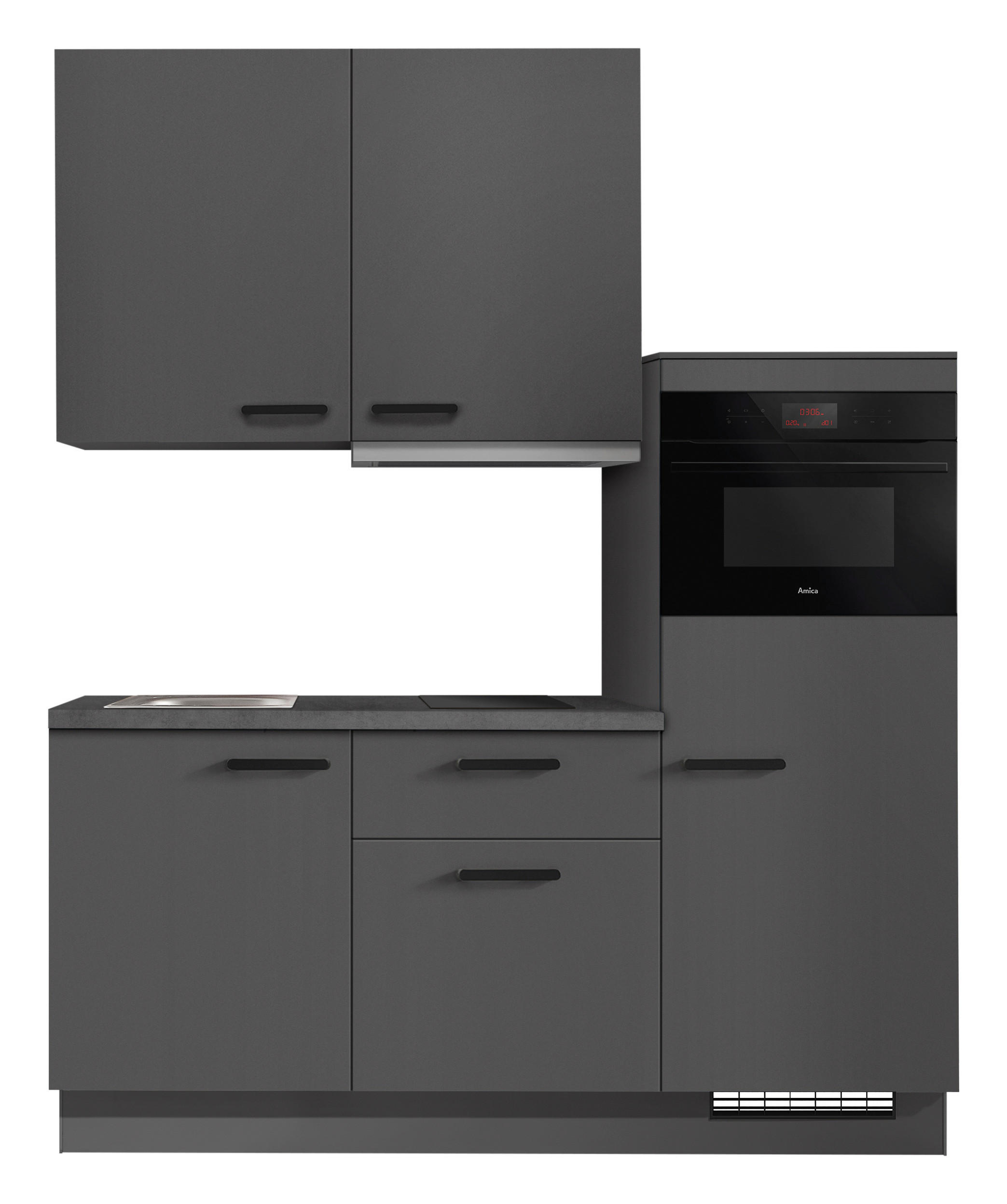 KÜCHENBLOCK 180 cm   in Graphitfarben  - Schieferfarben/Schwarz, Basics, Holzwerkstoff/Metall (180cm) - Impuls