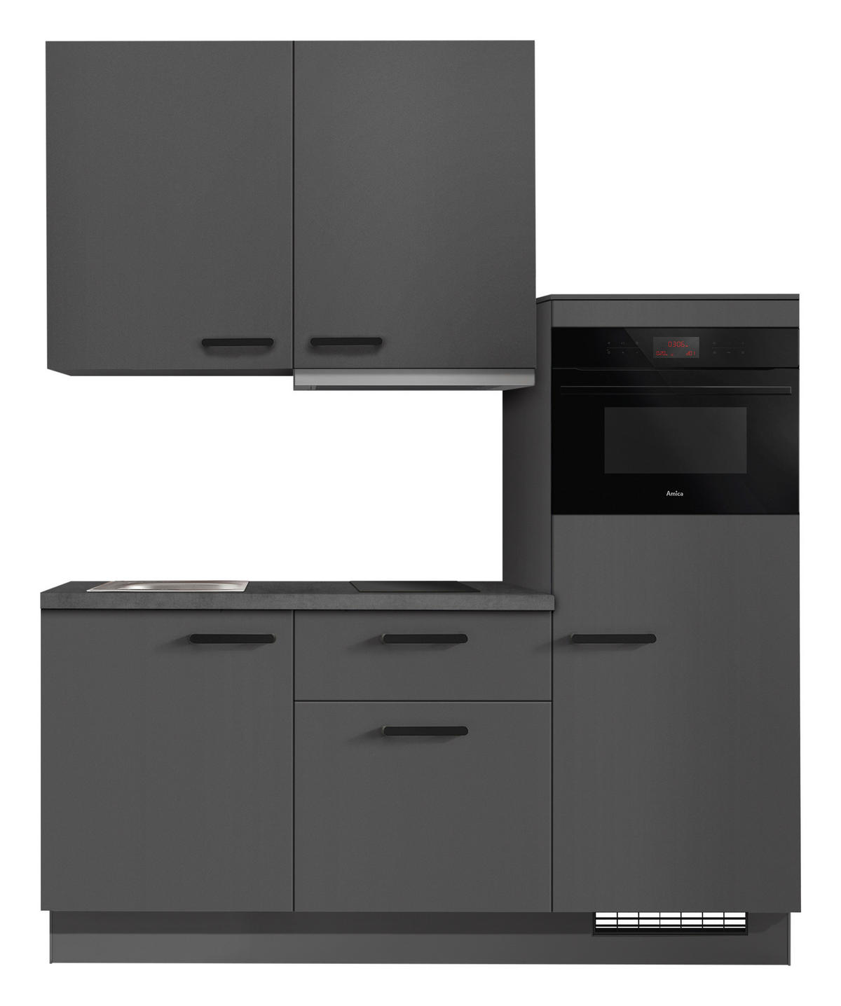 KÜCHENBLOCK 180 cm   in Graphitfarben  - Schieferfarben/Schwarz, Basics, Holzwerkstoff/Metall (180cm) - Impuls