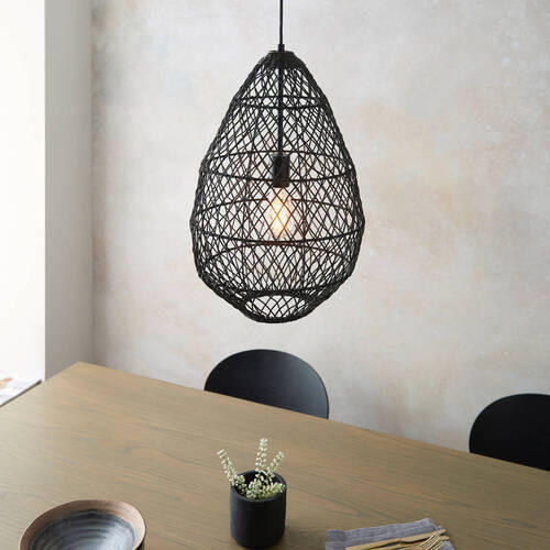 HÄNGELEUCHTE 35/180 cm  - Schwarz, Natur, Holz (35/180cm) - ENDON