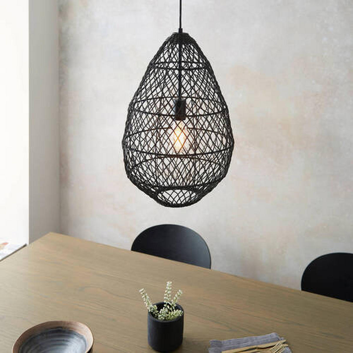 HÄNGELEUCHTE 35/180 cm  - Schwarz, Natur, Holz (35/180cm) - ENDON