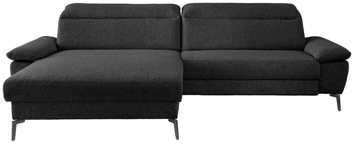 ECKSOFA Struktur Schwarz  - Schwarz, Konventionell, Textil/Metall (178/300cm) - Livetastic