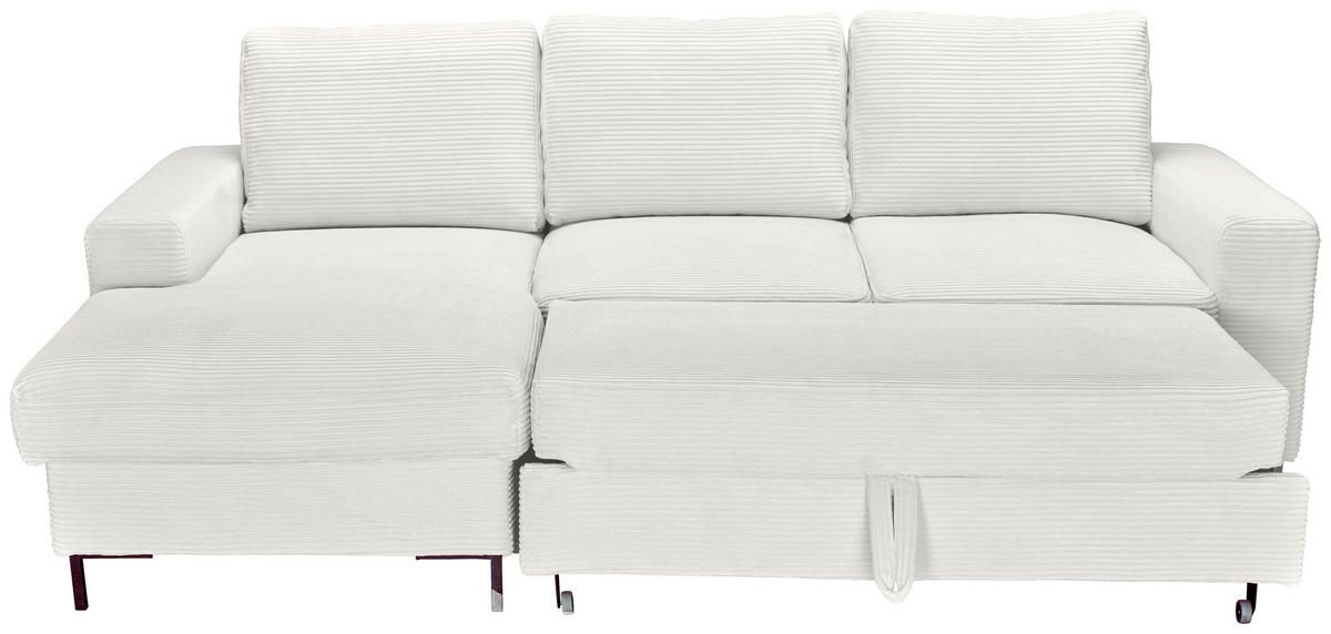 ECKSOFA Creme Cord  - Creme/Schwarz, KONVENTIONELL, Textil/Metall (150/240cm) - Carryhome