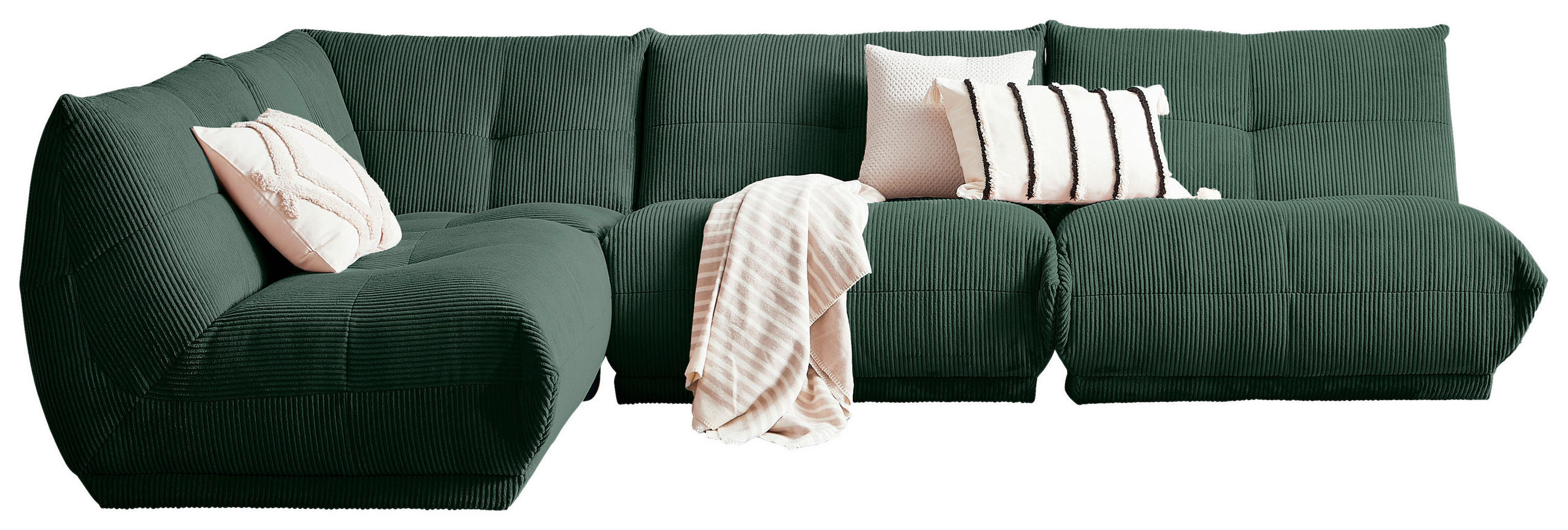ECKSOFA Dunkelgrün Cord  - Dunkelgrün, Trend, Textil (210/315cm) - Livetastic