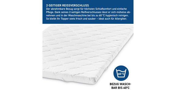 TOPPER 200/200 cm Höhe ca. 6 cm  - Weiß, Basics, Textil (200/200cm) - Xora