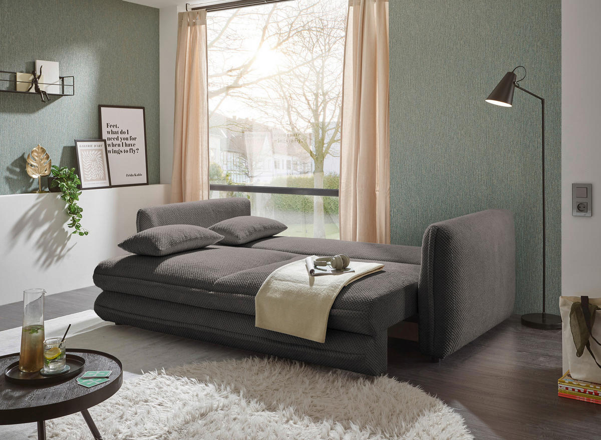 SCHLAFSOFA in Mikrovelours Braun  - Schwarz/Braun, Konventionell, Kunststoff/Textil (237/94/117cm) - MID.YOU