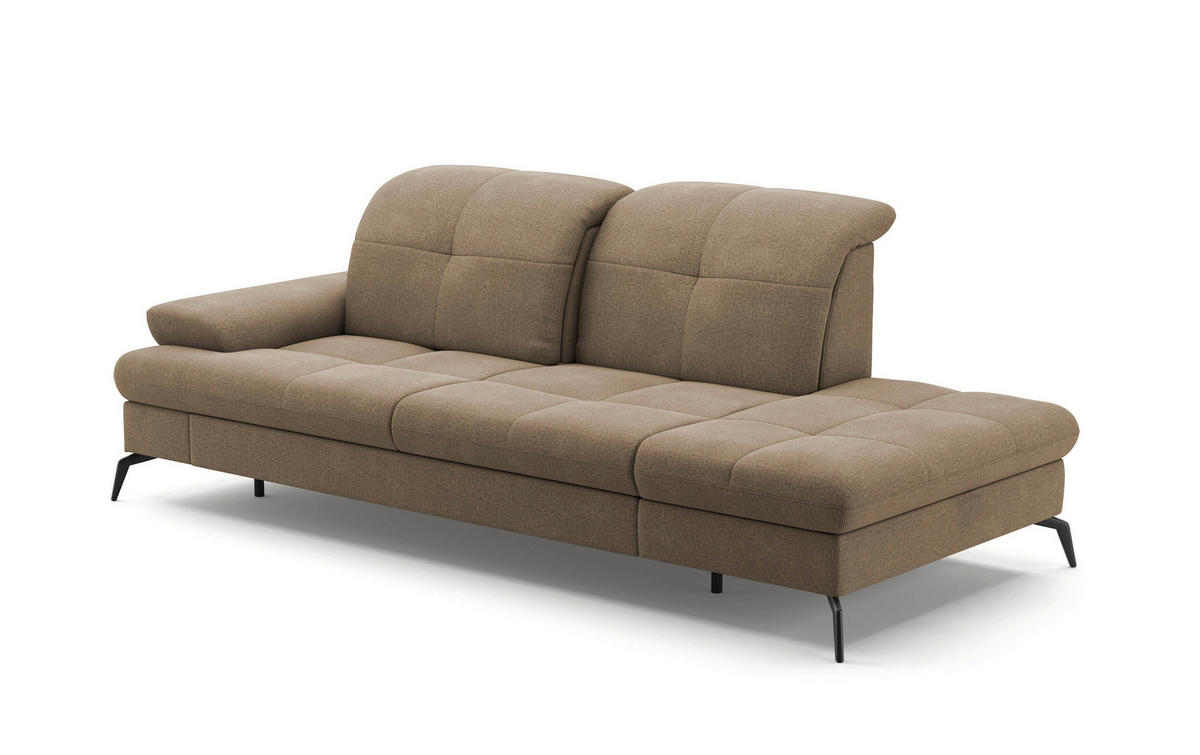 RÉCAMIERE in Flachgewebe Hellbraun  - Hellbraun/Schwarz, Konventionell, Textil/Metall (231/90/122cm) - Sit & More