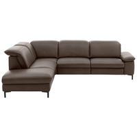 ECKSOFA in Echtleder Dunkelgrau  - Dunkelgrau/Schwarz, Design, Leder/Metall (244/292cm) - Beldomo Premium