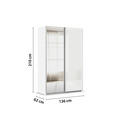 SCHWEBETÜRENSCHRANK  in Weiß  - Alufarben/Weiß, KONVENTIONELL, Glas/Holzwerkstoff (136/210/62cm) - Xora