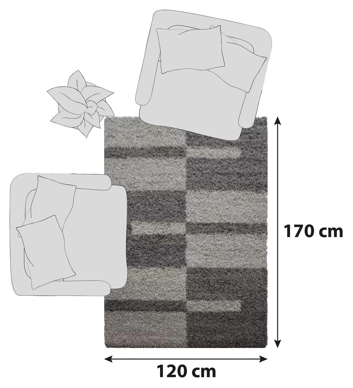 HOCHFLORTEPPICH 120/170 cm Gala 2505 Taupe  - Taupe, Design, Textil (120/170cm) - Novel