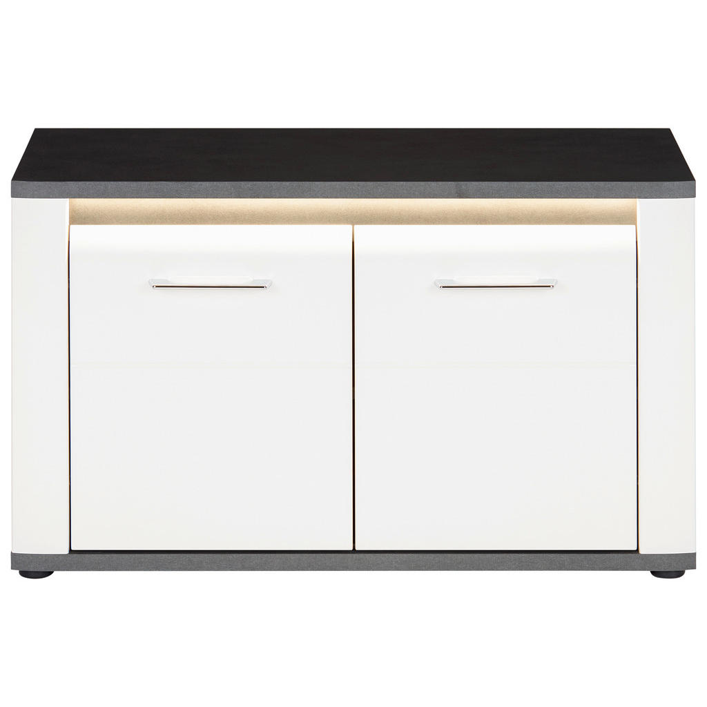 Garderobenbank Alassio B: 85cm 2 Türen, Weiß/Matera