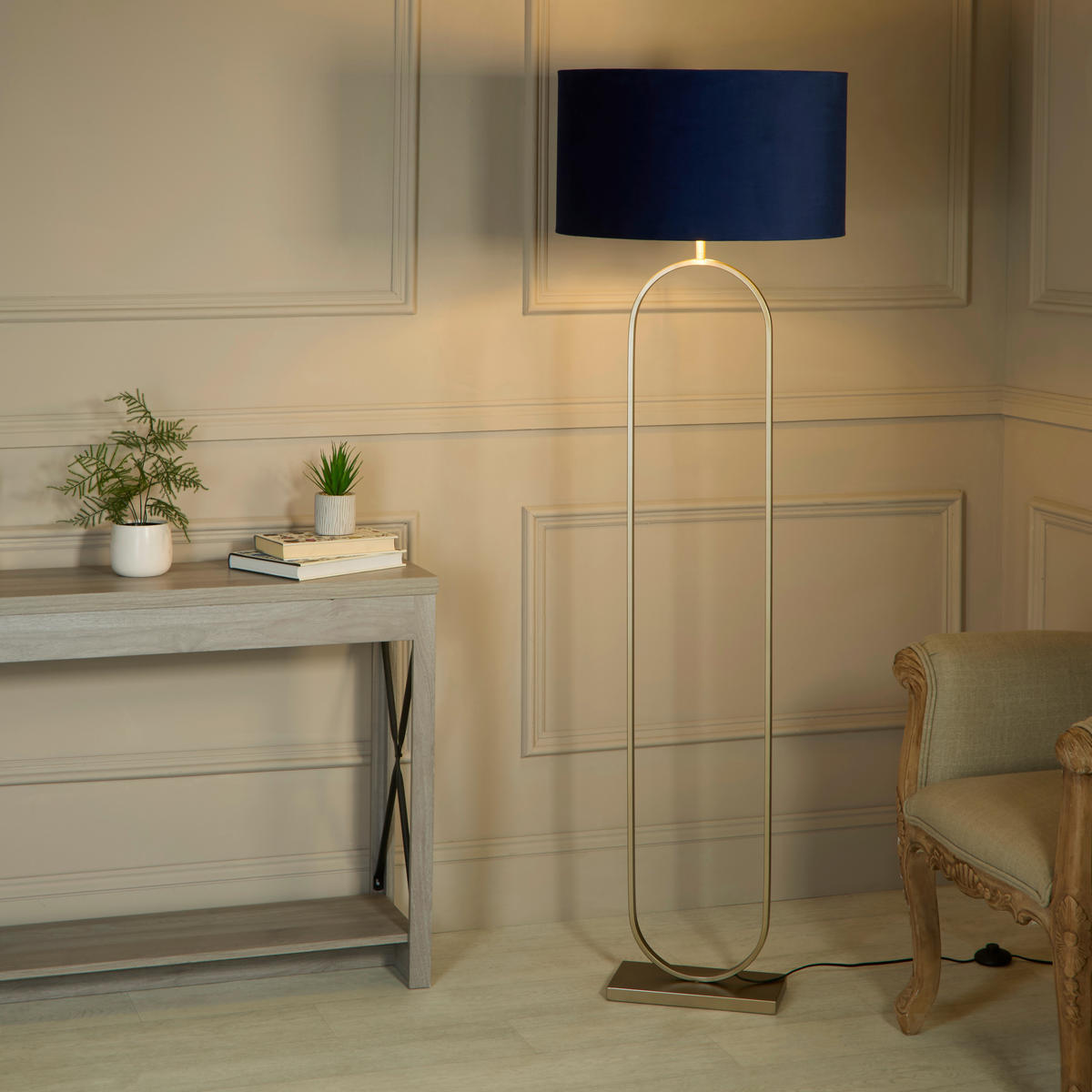 STEHLEUCHTE Modish 50/50/164 cm  - Blau/Schwarz, Design, Metall (50/50/164cm)