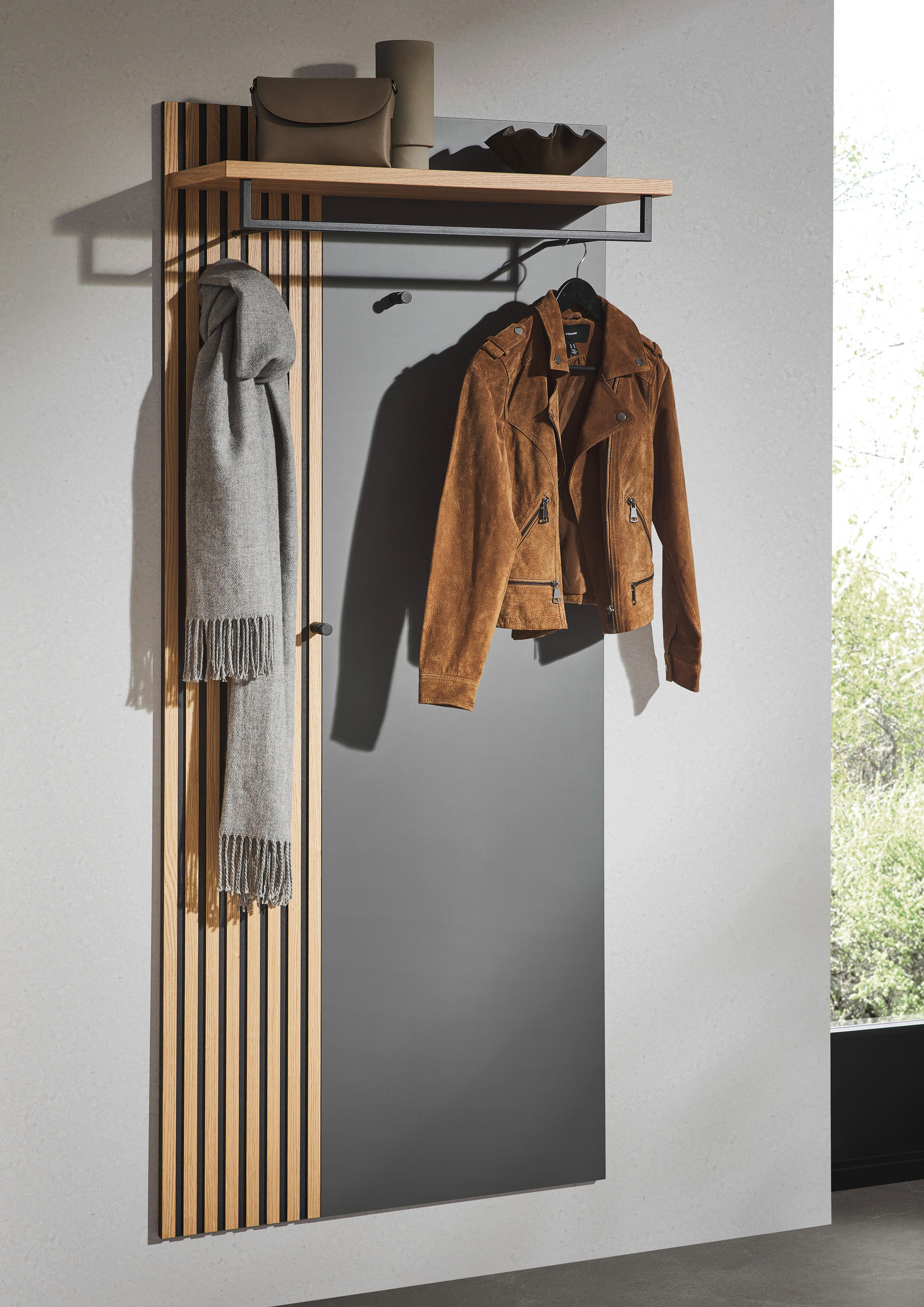 GARDEROBENPANEEL  in 81/183/27 cm  - Eiche Bianco/Grau, Design, Holz/Holzwerkstoff (81/183/27cm) - Dieter Knoll