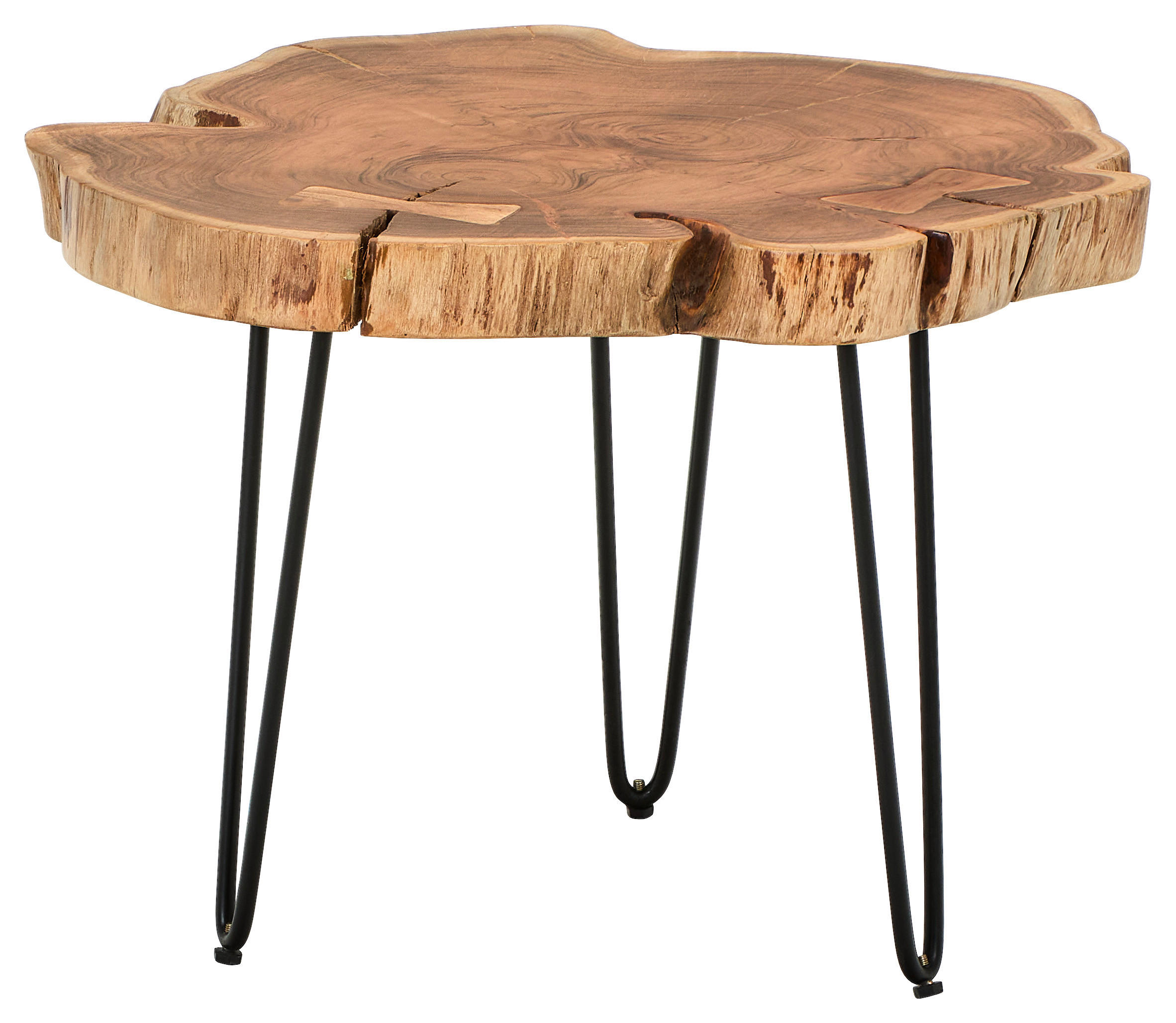 COUCHTISCH Akazie Hartholz Freiform Schwarz, Akaziefarben  - Schwarz/Akaziefarben, Natur, Holz/Metall (75/75/45cm) - Livetastic
