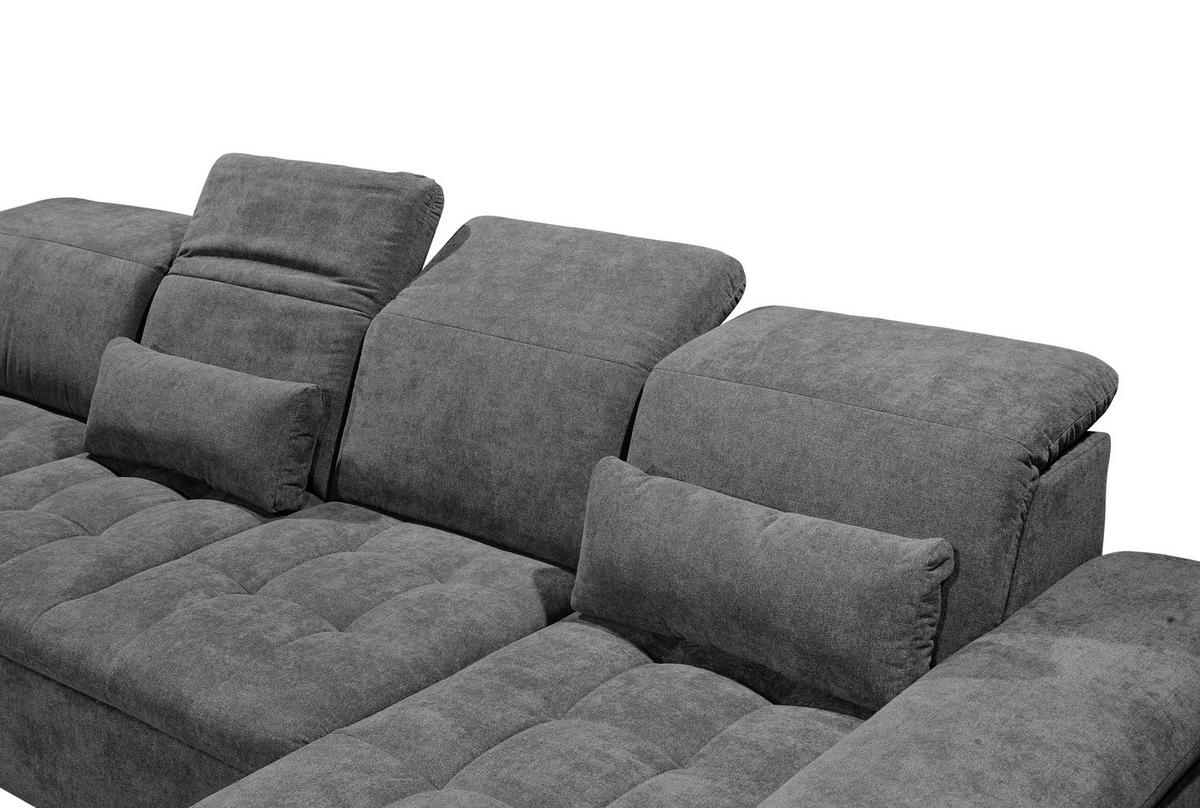 SOFFA i mikrovelour mörkgrå  - mörkgrå/silver, Klassisk, textil/plast (240/340/188cm) - MID.YOU