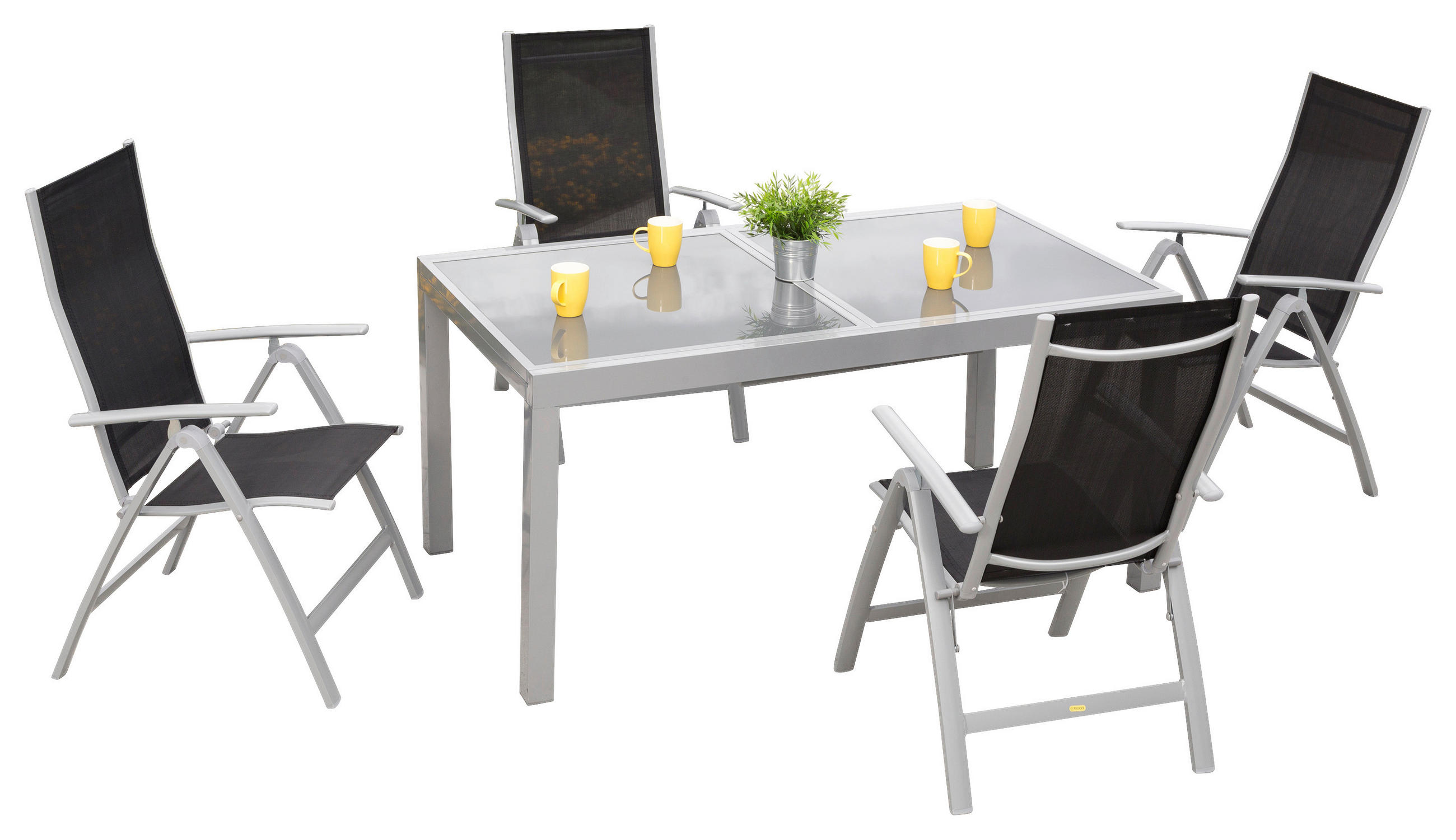 GARTENSET Aluminium  - Silberfarben/Schwarz, KONVENTIONELL, Glas/Textil - Gardenson
