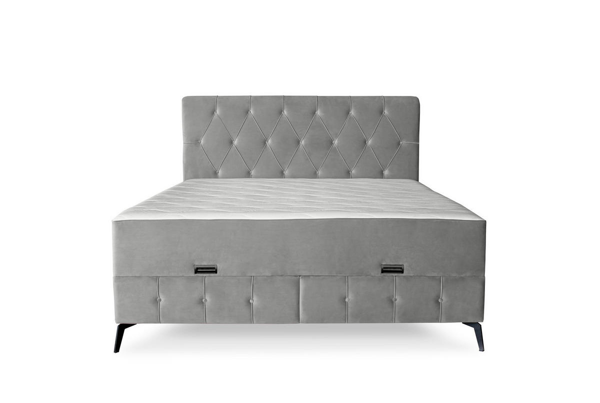Pat Boxspring, 180/200 cm, gri - negru/gri, Basics, lemn/metal (180/200cm) - Hom`in