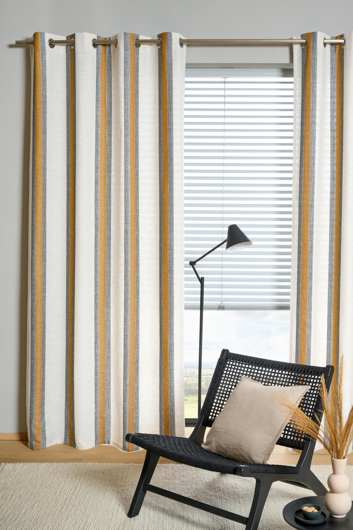 RINGLIS FÜGGÖNY részben fényzáró  - currysárga, Design, textil (135/245cm) - Esposa
