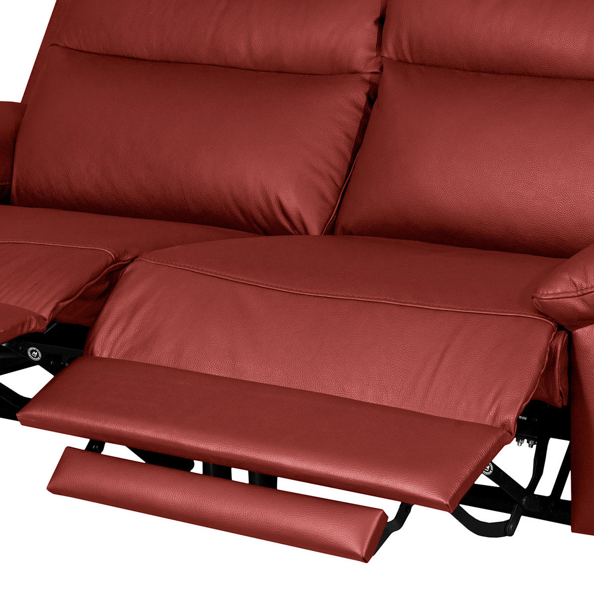 2,5-SITZER 216/95/96 cm PERLE in Echtleder Dunkelrot   - Chromfarben/Dunkelrot, Design, Leder/Metall (216/95/96cm) - Livetastic