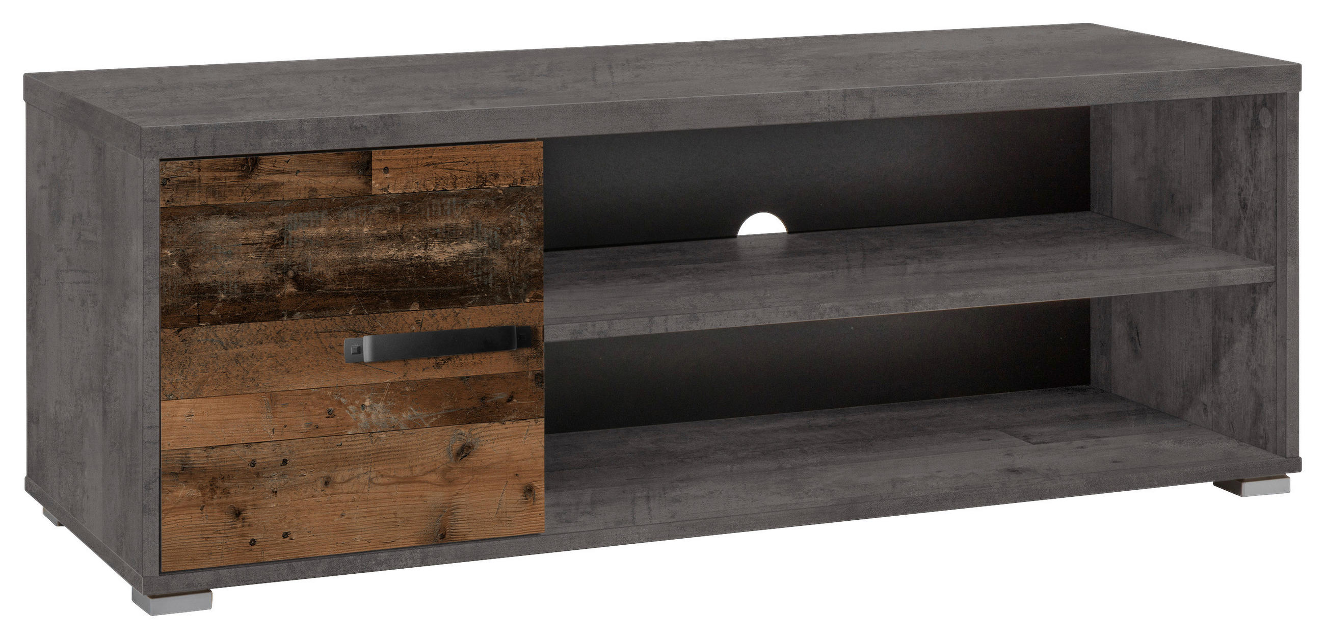 COMODĂ JOASĂ 120/43,3/42 cm - maro/argintiu, Trend, plastic/material pe bază de lemn (120/43,3/42cm) - Ti'me