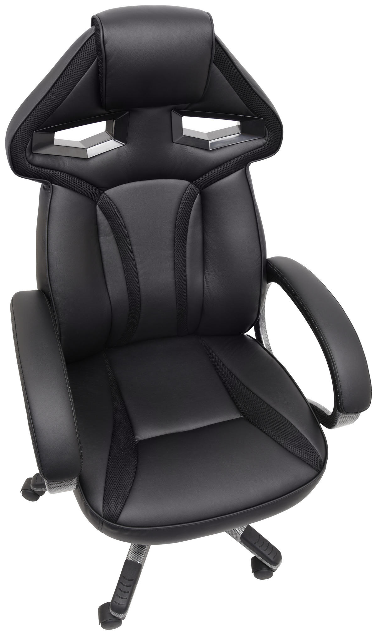 GAMINGSTUHL  in Lederlook, Netzbespannung Grau, Schwarz  - Schwarz/Grau, Design, Kunststoff/Textil (65/117-127/72cm) - Xora