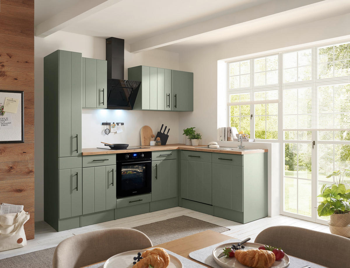 HÖRNKÖK 250/172 cm  i vildek, vassgrön  - vassgrön/vildek, Trend, metall/trämaterial (250/172cm) - Respekta