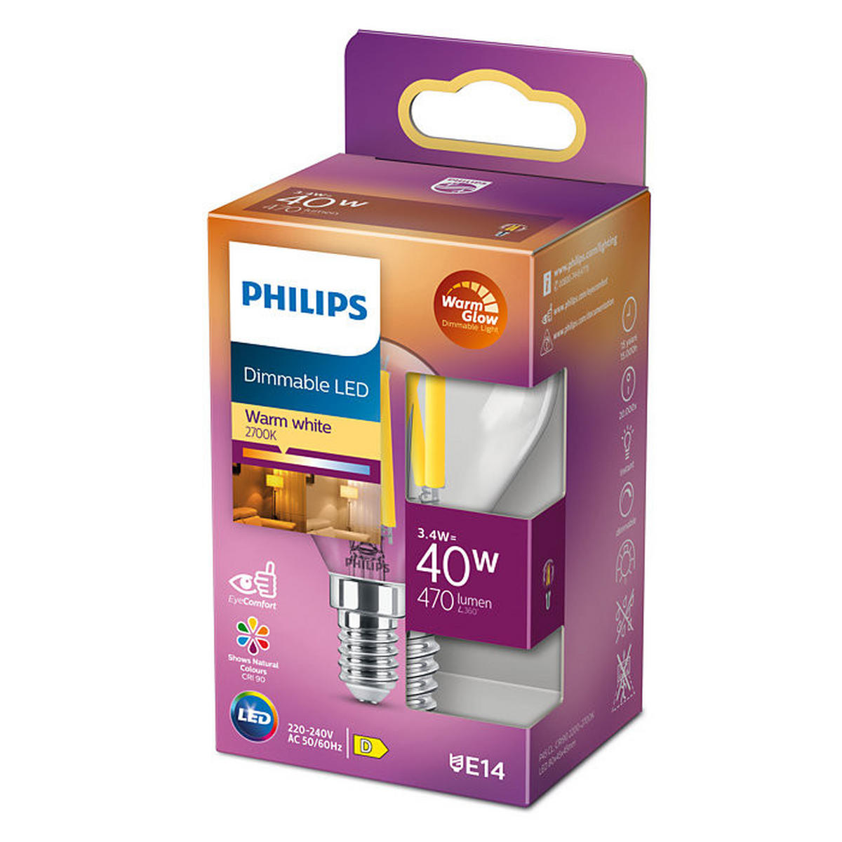 LED SIJALICA - Osnovno, staklo (4,5/8cm) - Philips